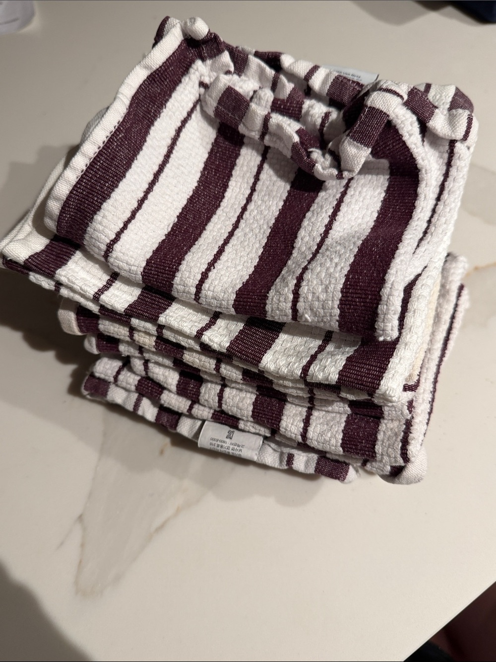 9 William Sonoma Striped Kitchen Towel Set - White & Burgundy